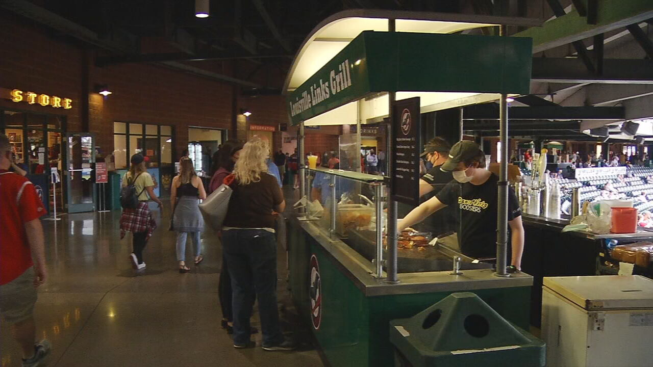 Fans order concessions at Slugger Field during a Bats game